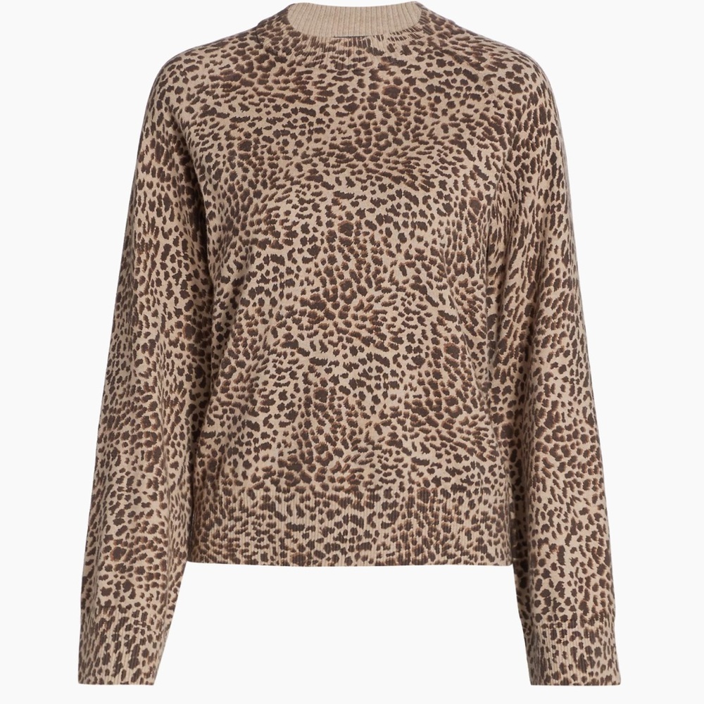 Monrow Mini Leopard Mockneck Sweatshirt Sweater size L
